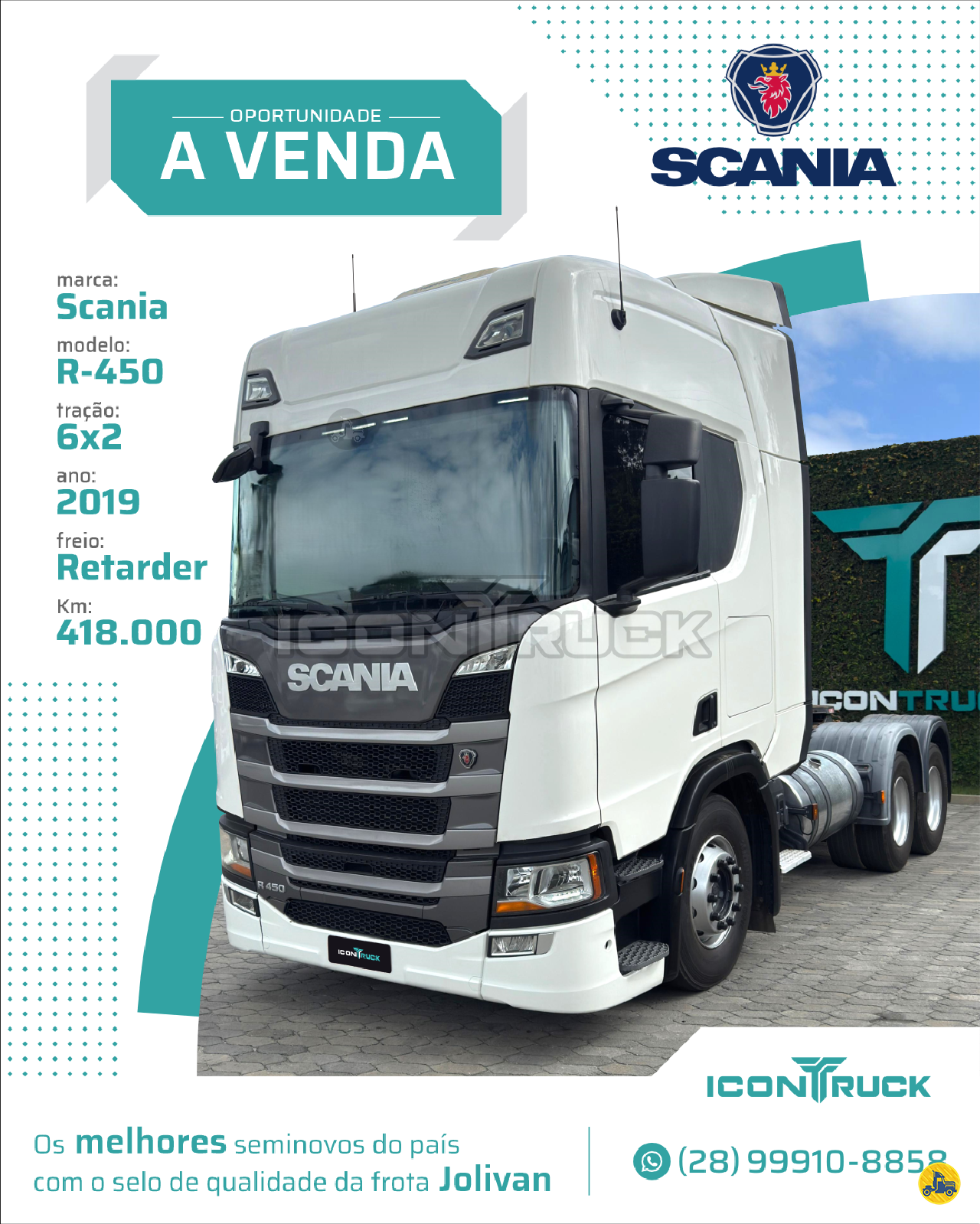 CAMINHAO SCANIA SCANIA R450 Cavalo Mecânico Cavalo 6x2 Icontruck -  Jolivan ICONHA ESPÍRITO SANTO ES